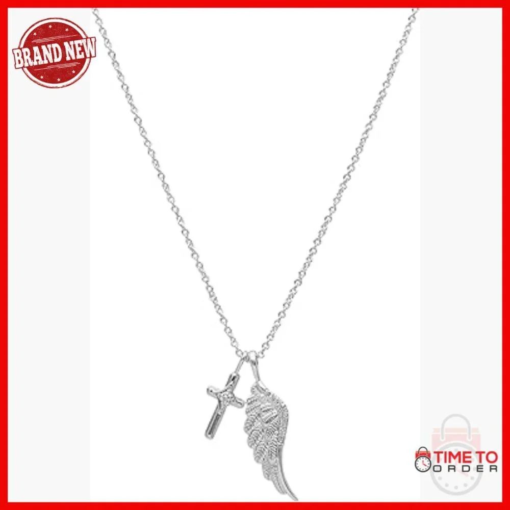 Silver Plated Brass Faith Duo Charm Pendant Necklace with Extender